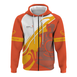 Railspirit Personalized Avanti West Coast Hoodie Flame-Inspired Style Zip Up Hoodie Gift Idea For Train Lovers