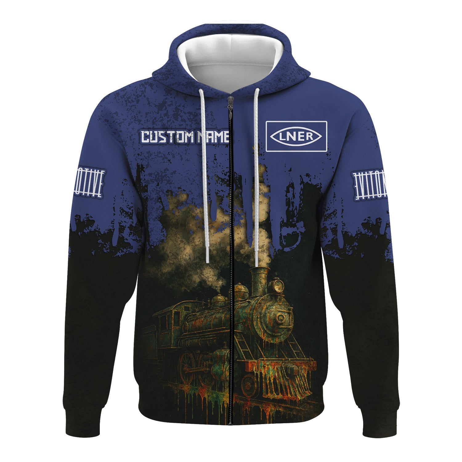 Railspirit Personalized London and North Eastern Railway Hoodie Vintage Train Art Style Zip Up Hoodie For Locomotive Fans