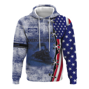 Railspirit Personalized London and North Eastern Railway Hoodie Retro American Express Train With USA Flag Zip Up Hoodie