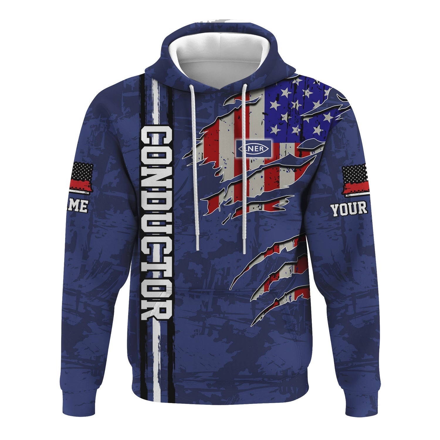 Railspirit Personalized London and North Eastern Railway Hoodie USA Flag Claw Art with Custom Job Train Zip Up Hoodie