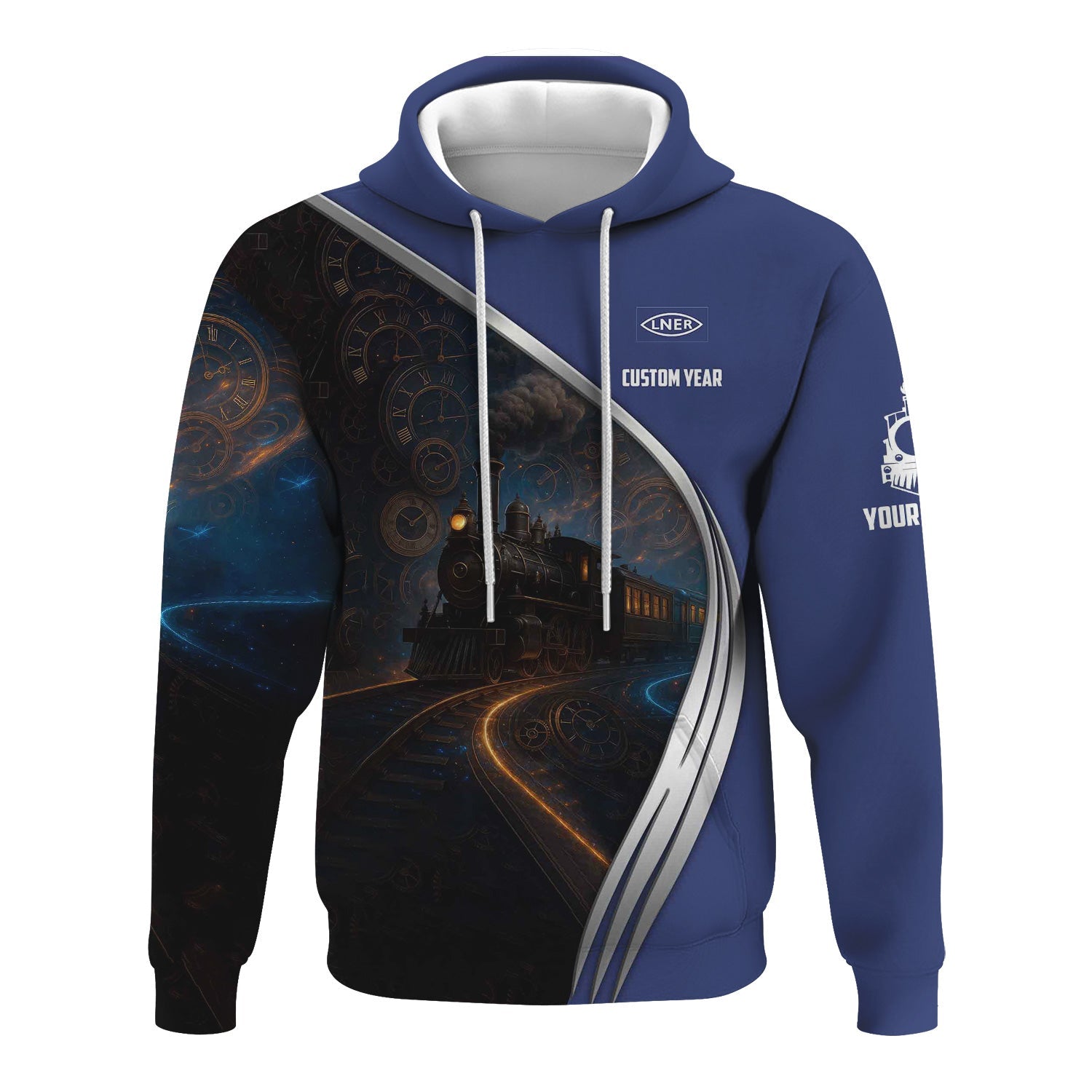 Railspirit Personalized London and North Eastern Railway Hoodie Steampunk Locomotive with Custom Year Train Zip Up Hoodie