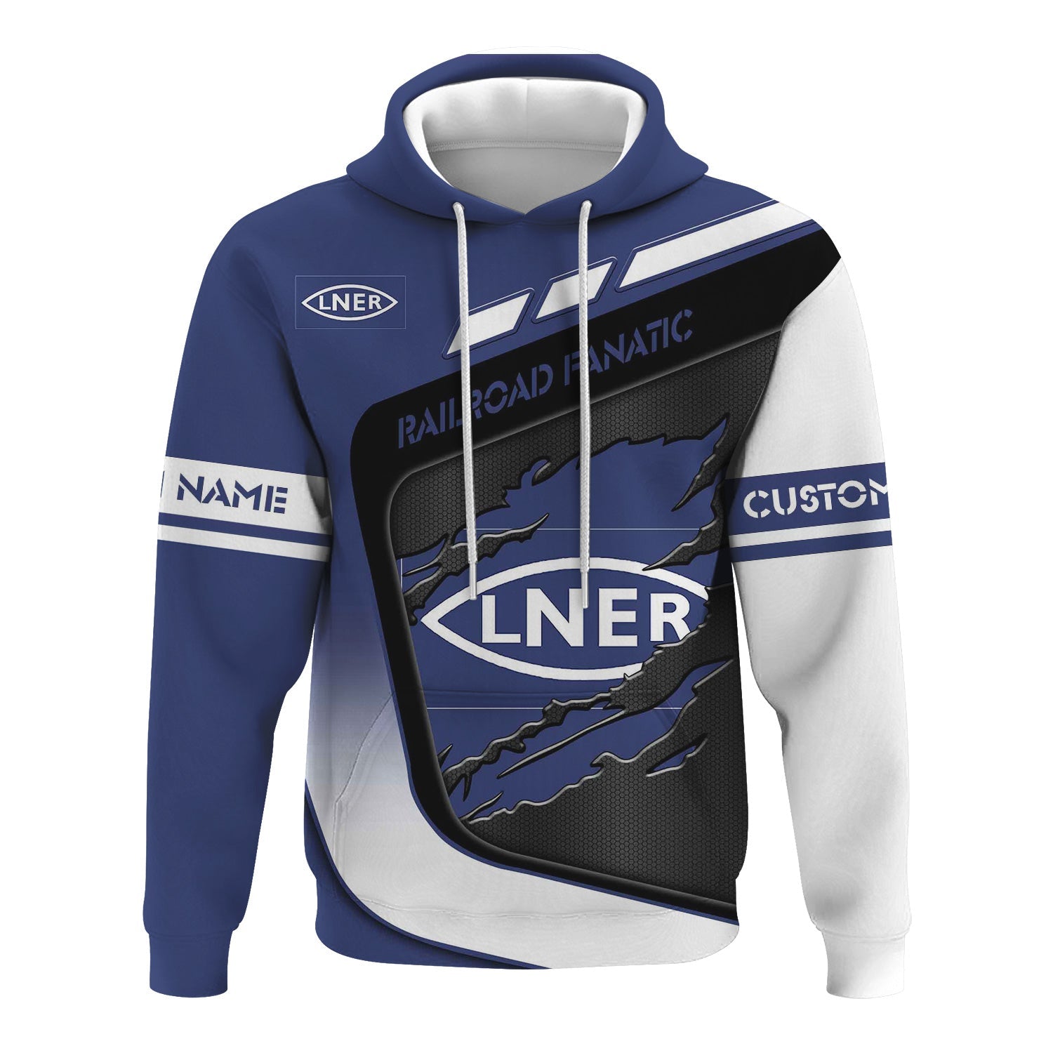 Railspirit Personalized London and North Eastern Railway Hoodie Ripped Texture Style Train Zip Up Hoodie For Railroad Fanatic