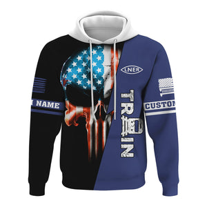 Railspirit Personalized London and North Eastern Railway Hoodie Train Skull American Flag Zip Up Hoodie All Over Print