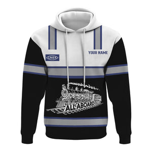 Railspirit Custom Name London and North Eastern Railway Hoodie Eat Train Sleep Repeat Printed Train Zip Hoodie