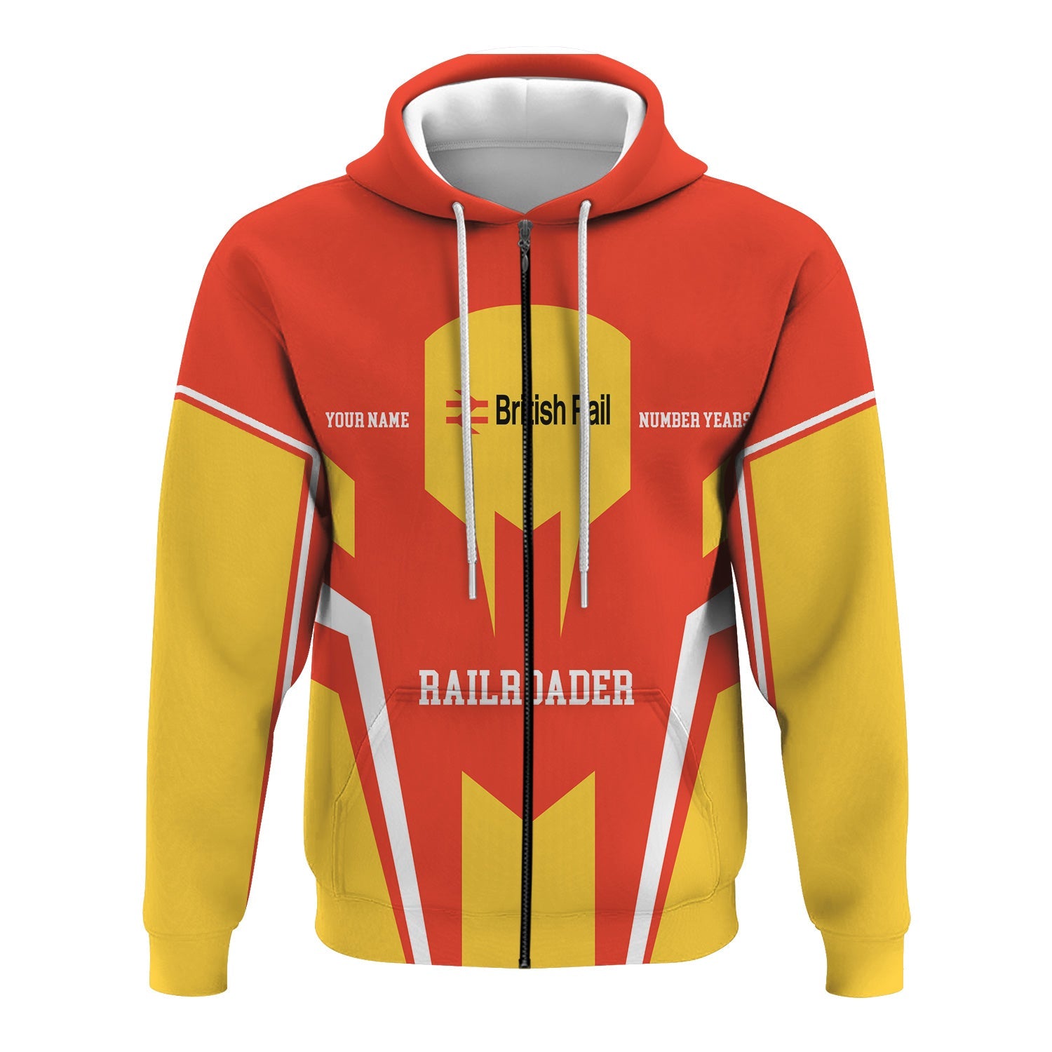 Railspirit Personalized British Railway Hoodie Custom Year Railroader Zip Up Hoodie Gift Idea For Train Lover
