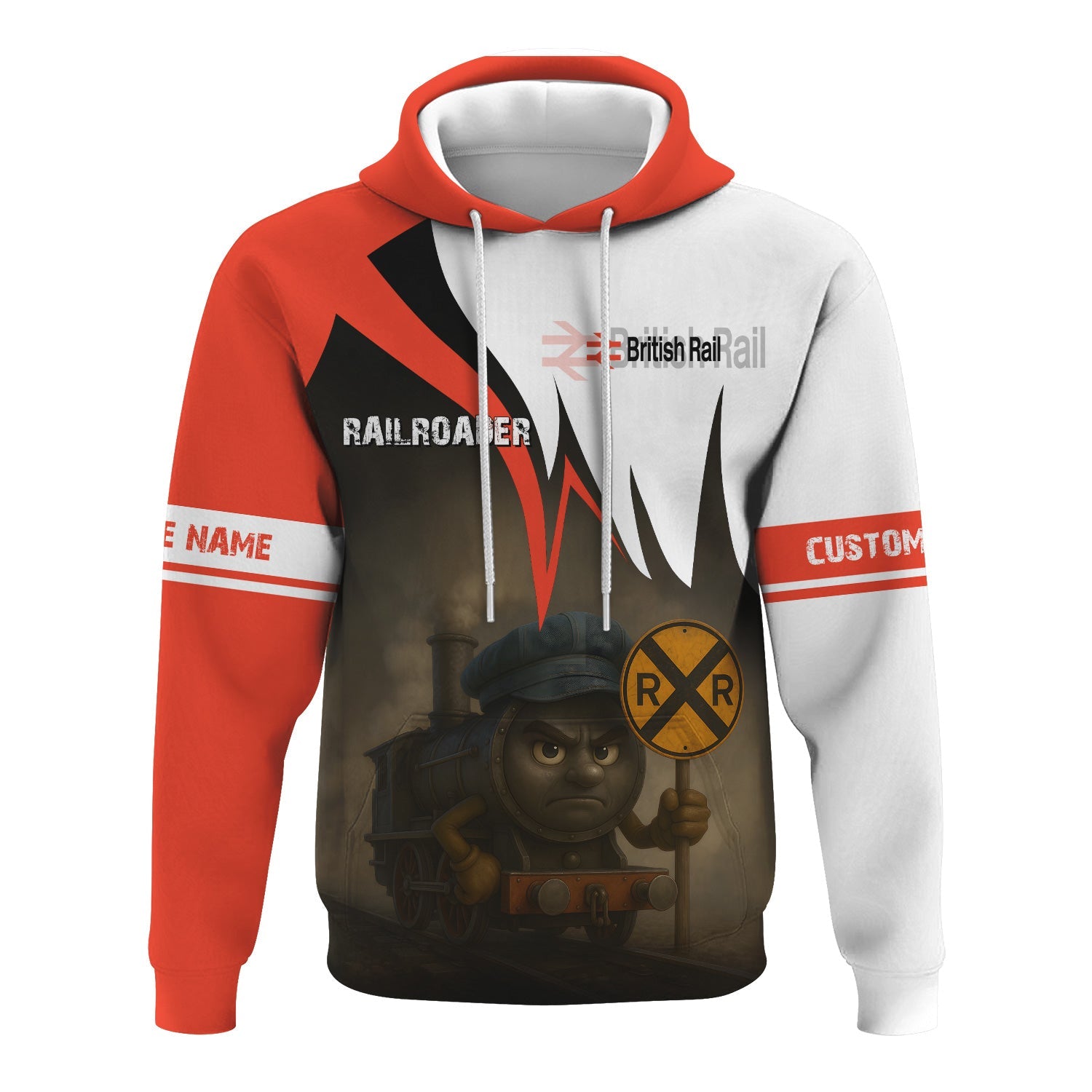 Railspirit Personalized British Railway Hoodie Angry Train Hoodie Gift Idea For Train Lover