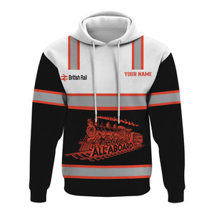 Railspirit Custom Name British Railway Hoodie Eat Train Sleep Repeat Printed Train Zip Hoodie