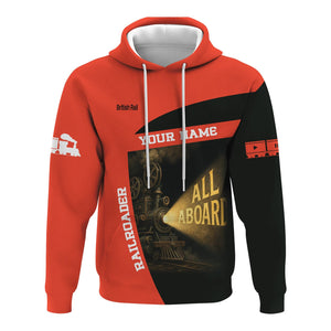 Railspirit Personalized British Railway Hoodie All Aboard Steam Train Movie Projector Style Zip Up Hoodie