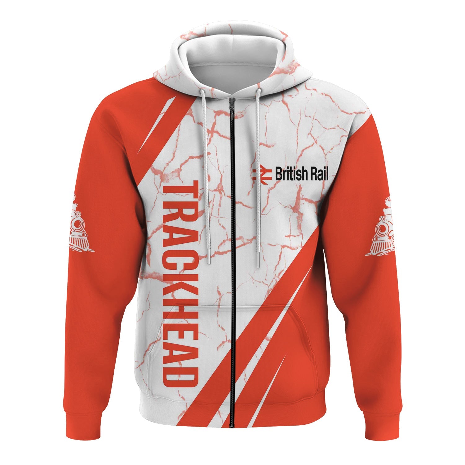 Railspirit Personalized British Railway Hoodie Crackle Texture Style Train Zip Up Hoodie For Trackhead