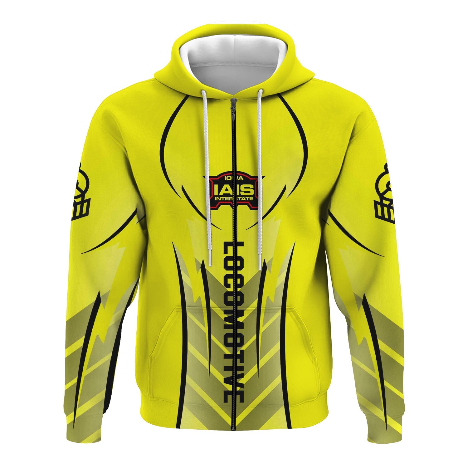 Railspirit Personalized Iowa Interstate Railroad Hoodie Striking Line Style IAIS Train Zip Up Hoodie For Locomotive Lovers