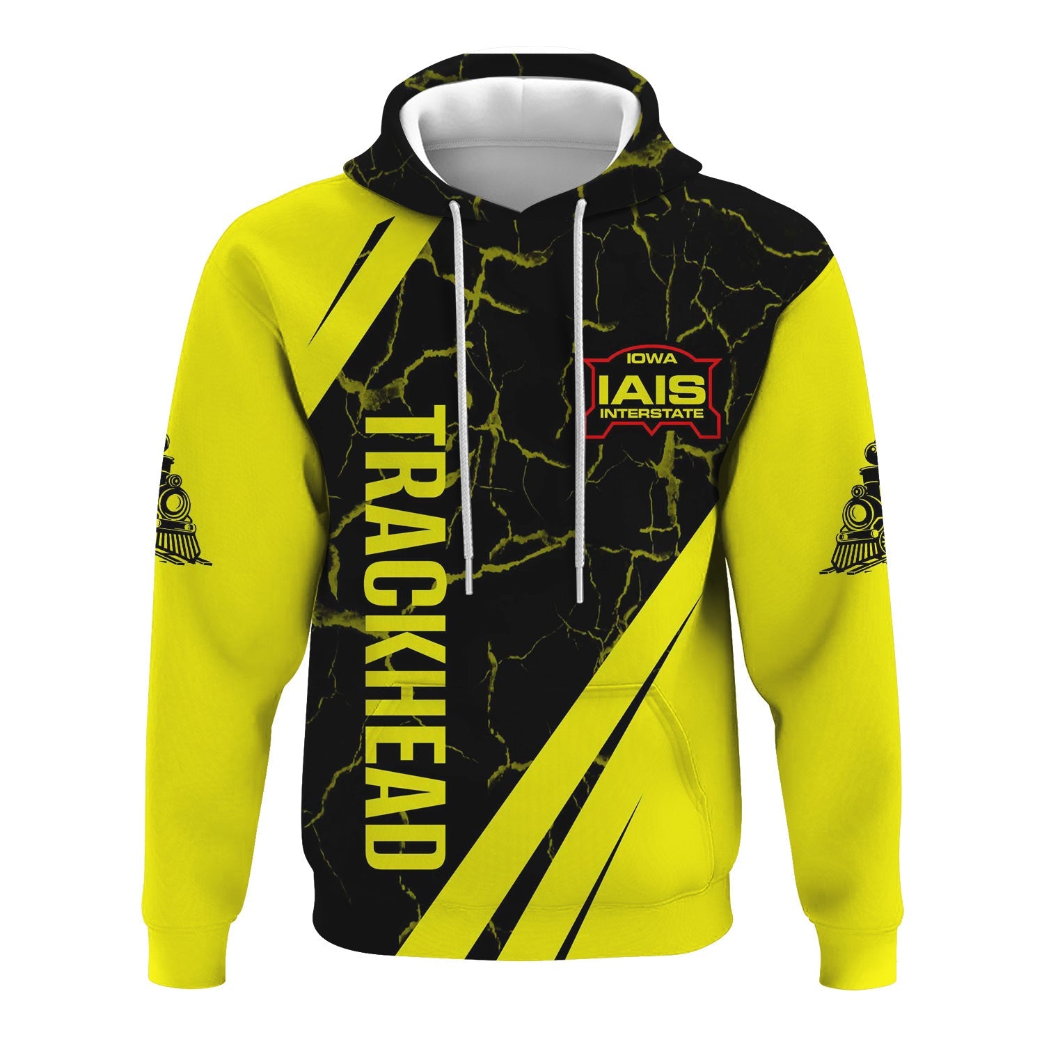 Railspirit Personalized Iowa Interstate Railroad Hoodie Crackle Texture Style IAIS Train Zip Up Hoodie For Trackhead