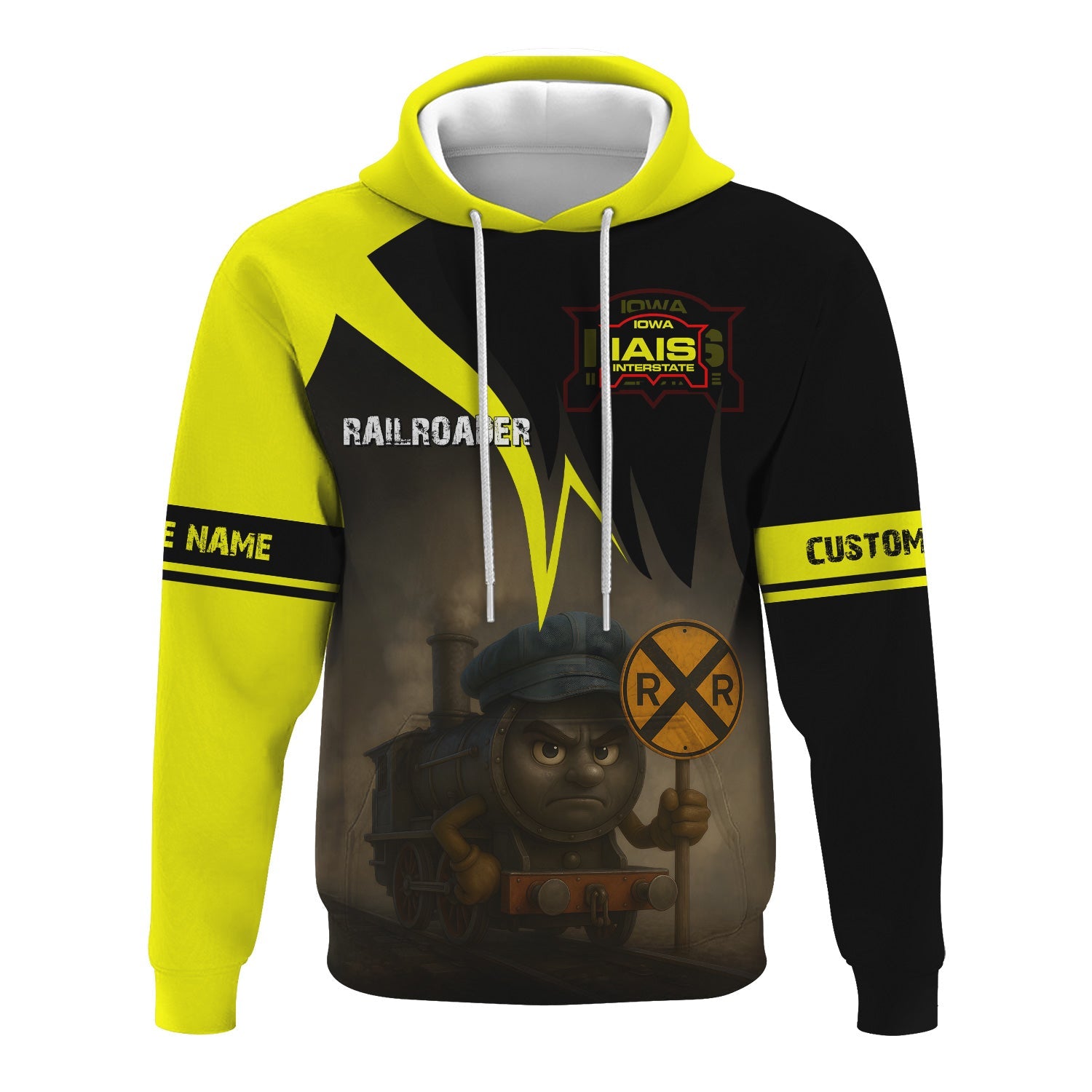 Railspirit Personalized Iowa Interstate Railroad Hoodie Angry Train IAIS Hoodie Gift Idea For Train Lover