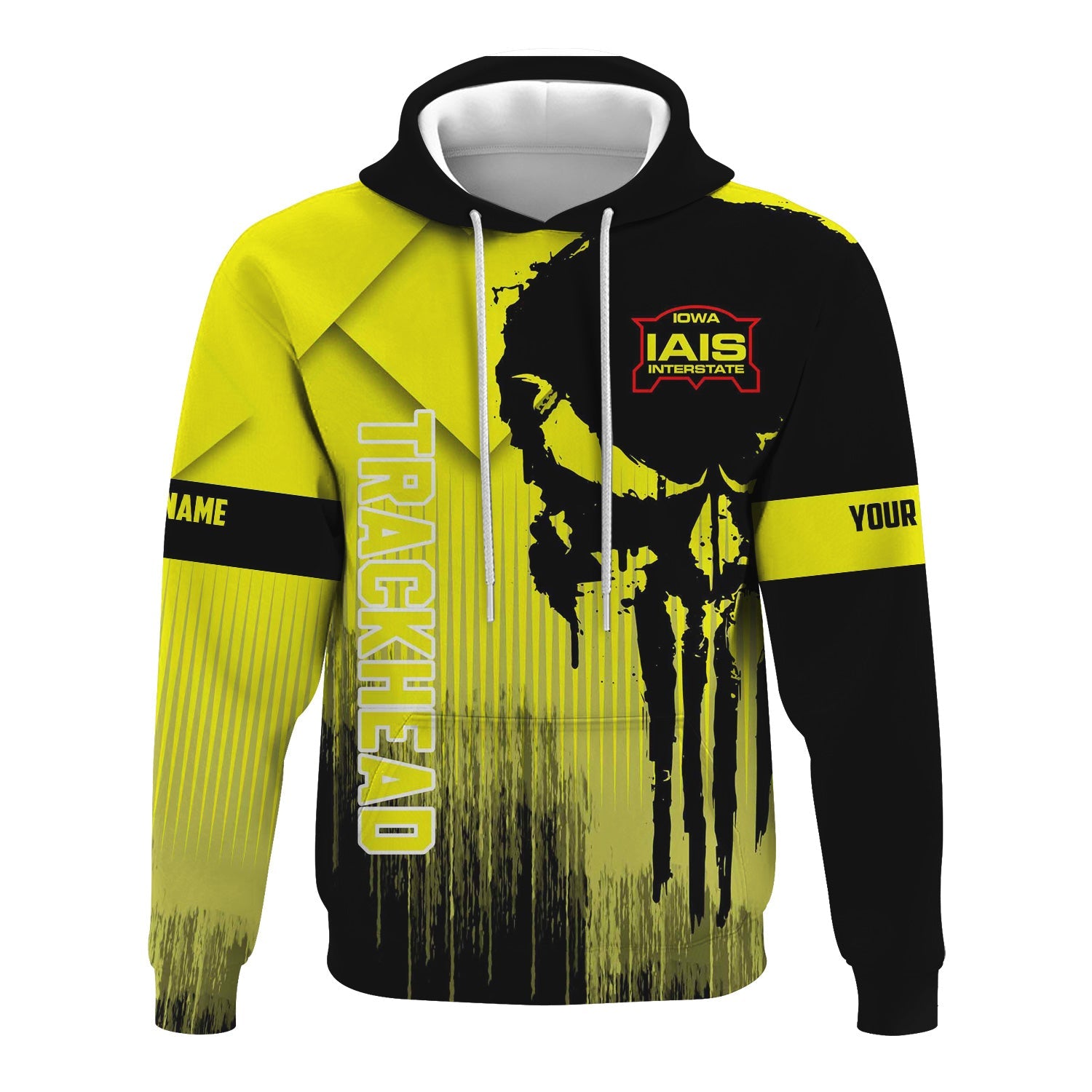 Railspirit Personalized Iowa Interstate Railroad Hoodie Skull Design with Custom Job IAIS Train Zip Up Hoodie for Trackhead Crew