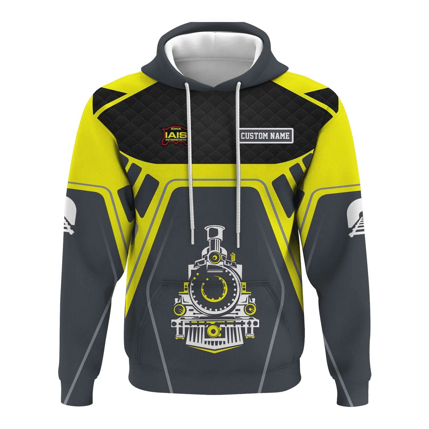 Railspirit Personalized Iowa Interstate Railroad Hoodie Steam Locomotive Engine Graphic IAIS Train Zip Up Hoodie All Over Print