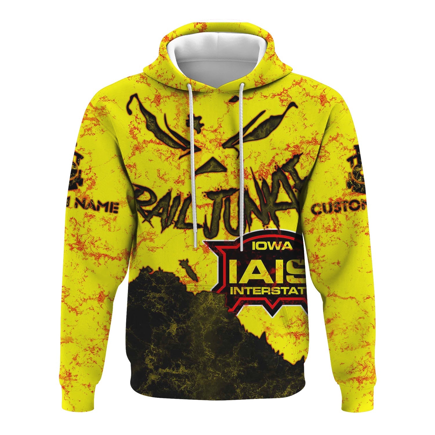 Railspirit Personalized Iowa Interstate Railroad Hoodie Torn Graphic Style IAIS Train Zip Up Hoodie For Rail Junkie