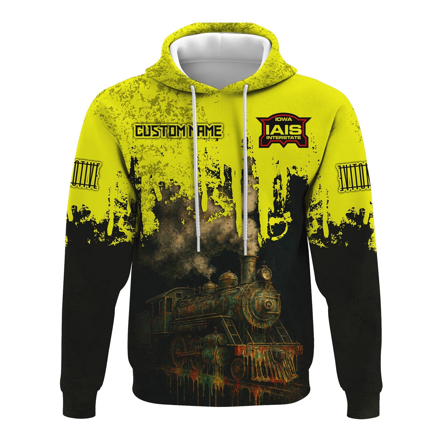 Railspirit Personalized Iowa Interstate Railroad Hoodie Vintage Train Art Style IAIS Zip Up Hoodie For Locomotive Fans
