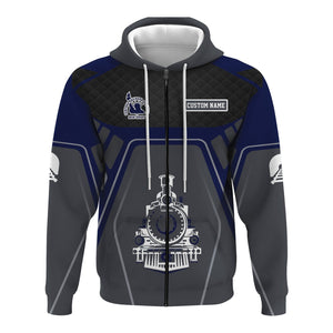 Railspirit Personalized Jersey Central Railroad Hoodie Steam Locomotive Engine Graphic CNJ Train Zip Up Hoodie All Over Print