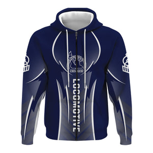 Railspirit Personalized Jersey Central Railroad Hoodie Striking Line Style CNJ Train Zip Up Hoodie For Locomotive Lovers