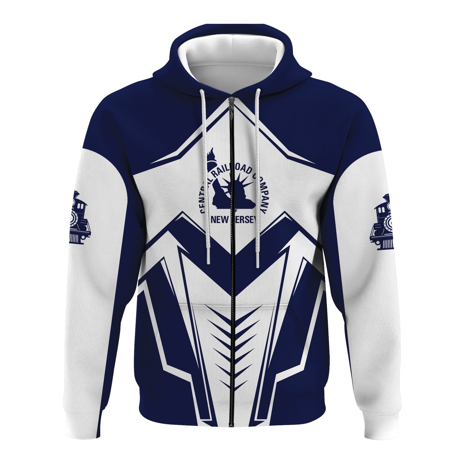 Railspirit Personalized CNJ Jersey Central Railroad Hoodie Railway Trainspotter Style Zip Up Hoodie Gift Idea For Foamers