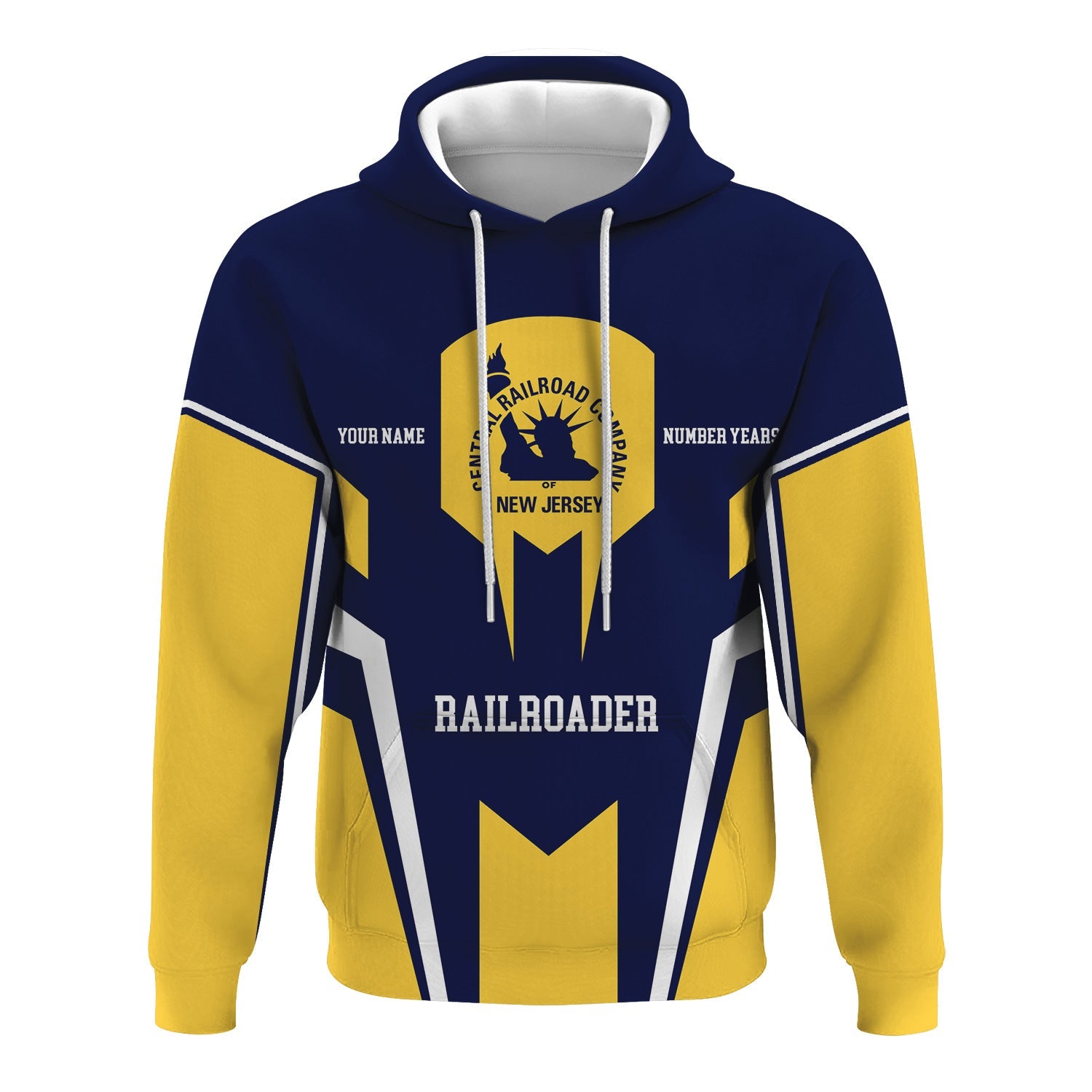 Railspirit Personalized CNJ Jersey Central Railroad Hoodie Custom Year Railroader Zip Up Hoodie Gift Idea For Train Lover