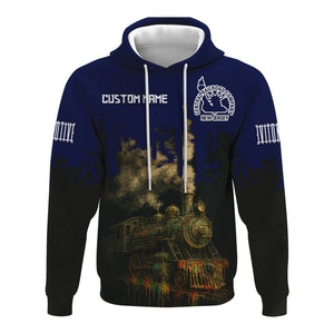 Railspirit Personalized CNJ Jersey Central Railroad Hoodie Vintage Train Art Style Zip Up Hoodie For Locomotive Fans