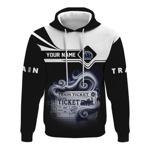 Railspirit Custom Name CNJ Jersey Central Railroad Hoodie American Train Ticket Printed Zip Hoodie