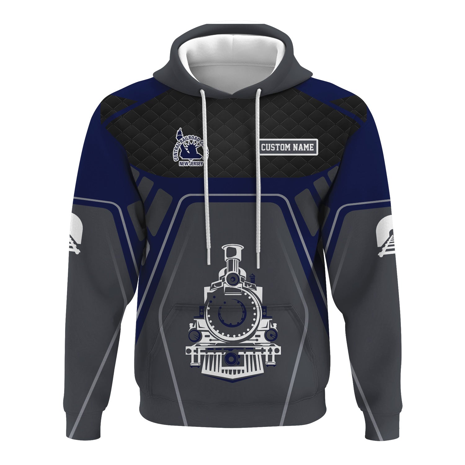 Railspirit Personalized Jersey Central Railroad Hoodie Steam Locomotive Engine Graphic CNJ Train Zip Up Hoodie All Over Print