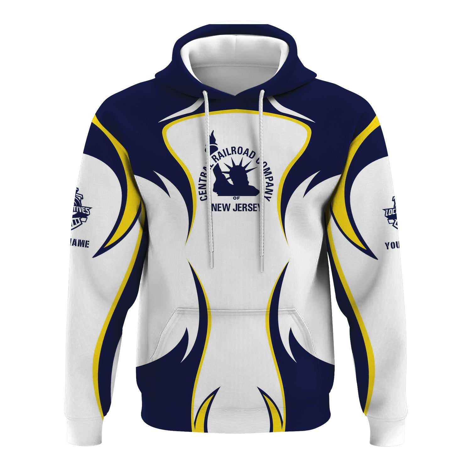 Railspirit Personalized Jersey Central Railroad Hoodie Distinctive Flame Style CNJ Zip Up Hoodie For Steam Engine Addict