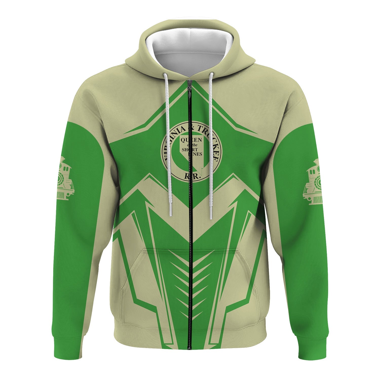 Railspirit Personalized Virginia & Truckee Railroad Hoodie Railway Trainspotter Style Zip Up Hoodie Gift Idea For Foamers