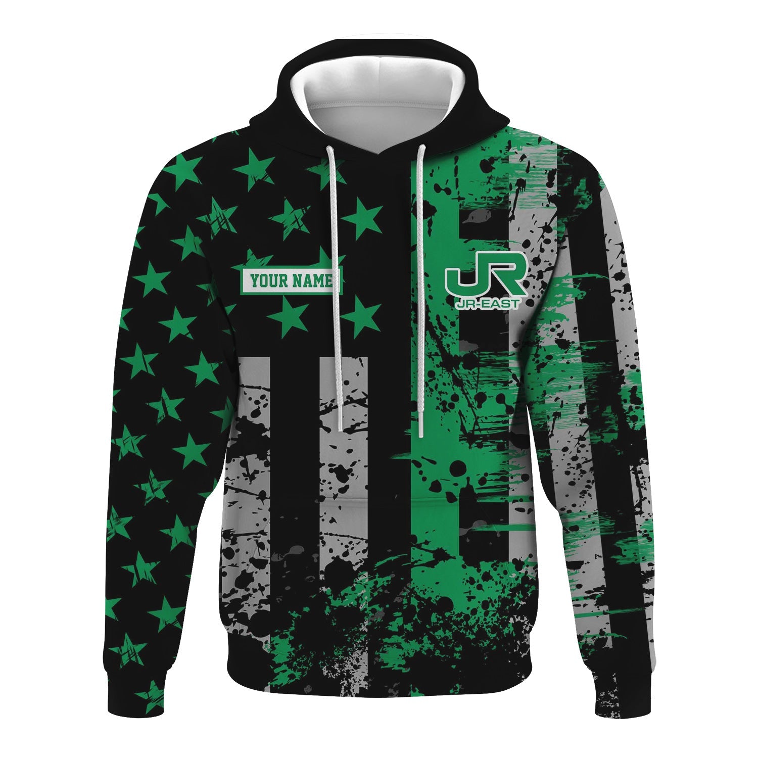 Railspirit Personalized East Japan Railway Hoodie Artistic Paint American Flag Style JR-EAST Train Zip Up Hoodie