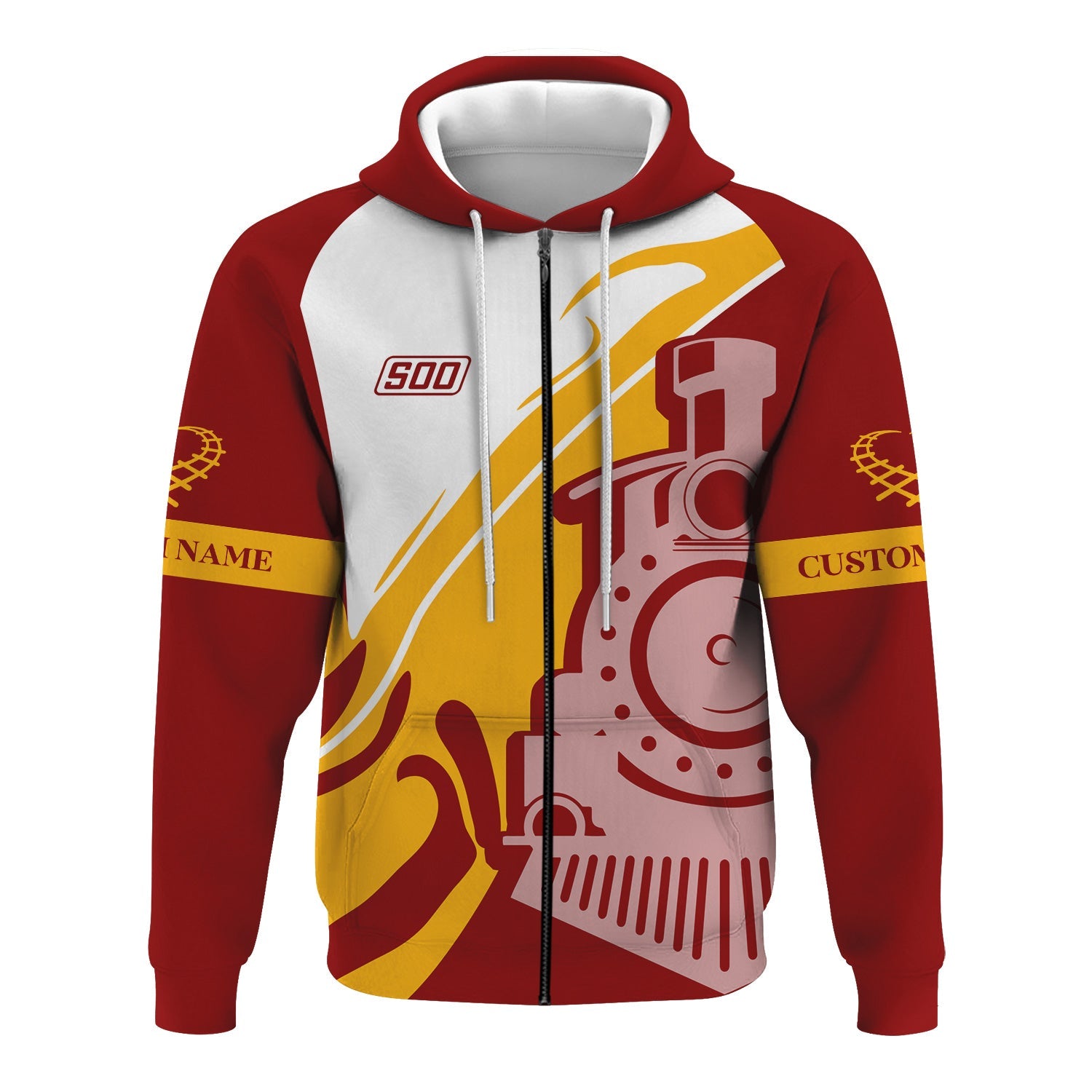 Railspirit Personalized Soo Line Railroad Hoodie Flame-Inspired Style Zip Up Hoodie Gift Idea For Train Lovers