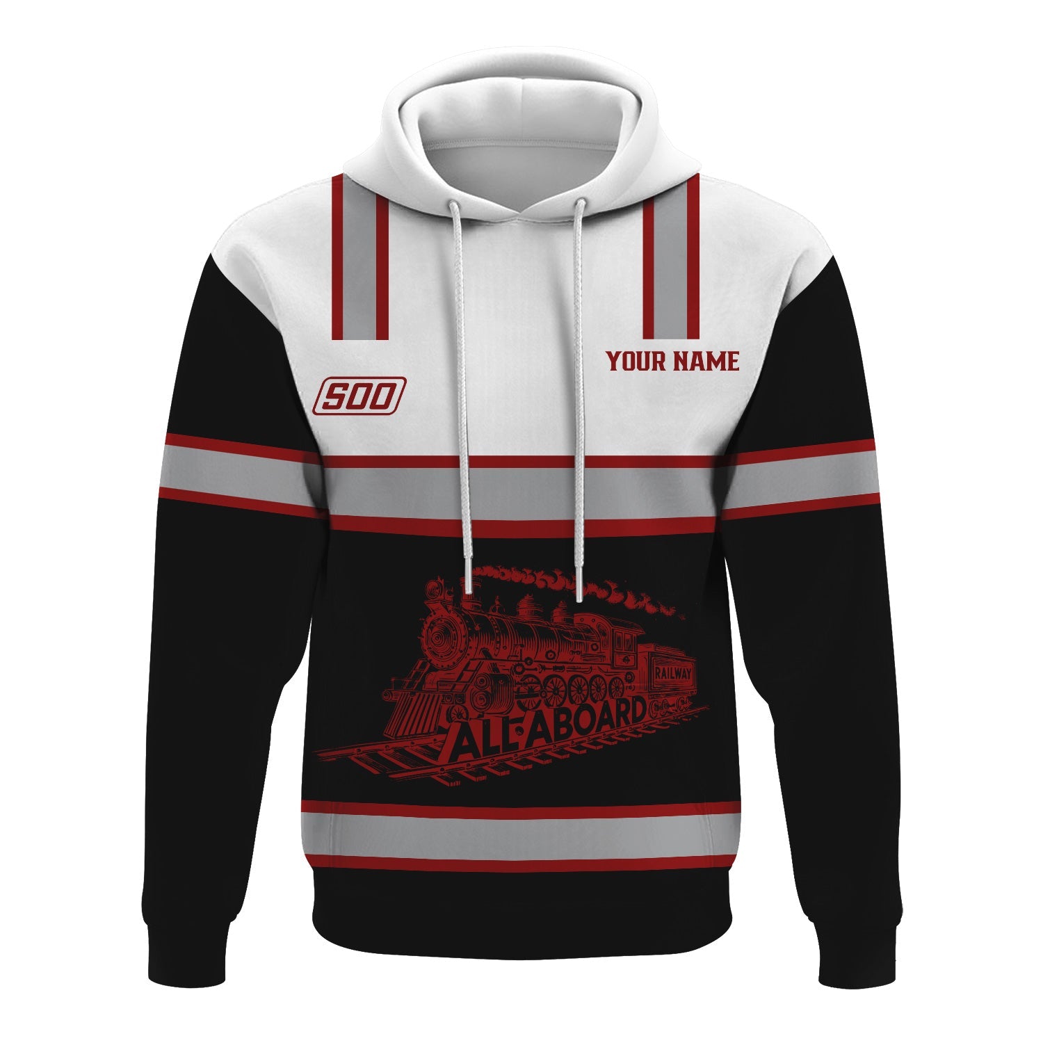 Railspirit Custom Name Soo Line Railroad Hoodie Eat Train Sleep Repeat Printed Train Zip Hoodie