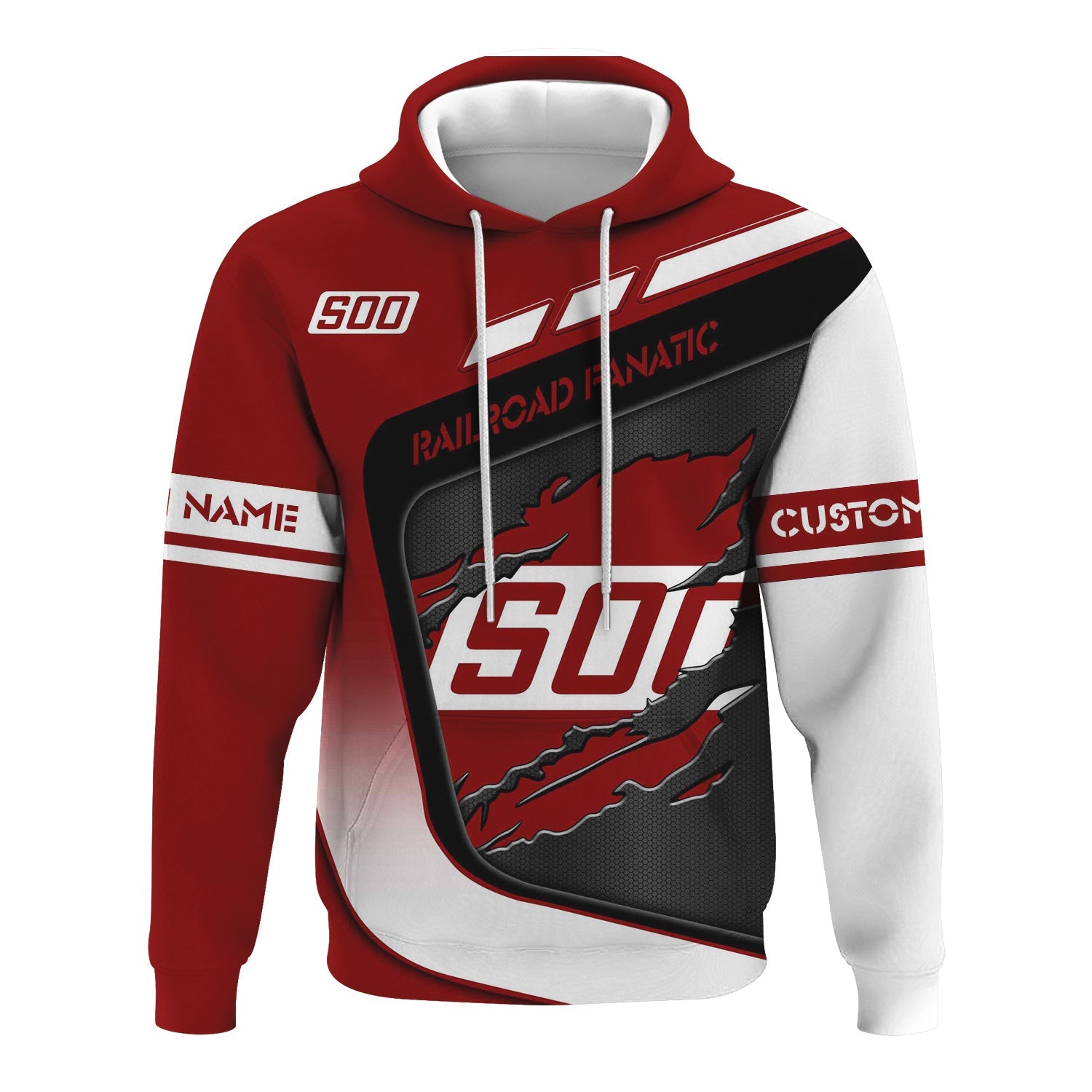 Railspirit Personalized Soo Line Railroad Hoodie Ripped Texture Style Train Zip Up Hoodie For Railroad Fanatic