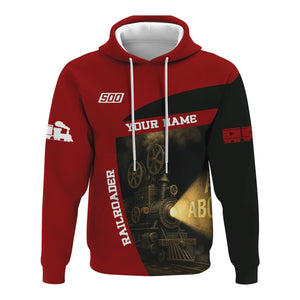 Railspirit Personalized Soo Line Railroad Hoodie All Aboard Steam Train Movie Projector Style Zip Up Hoodie