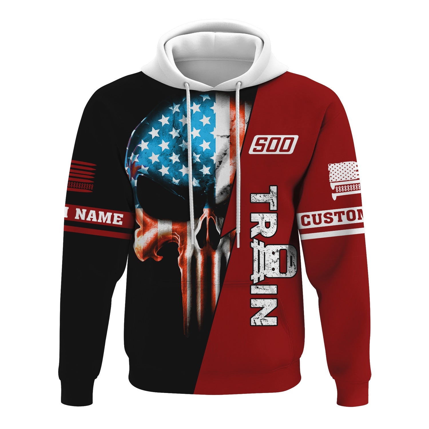 Railspirit Personalized Soo Line Railroad Hoodie Train Skull American Flag Zip Up Hoodie All Over Print