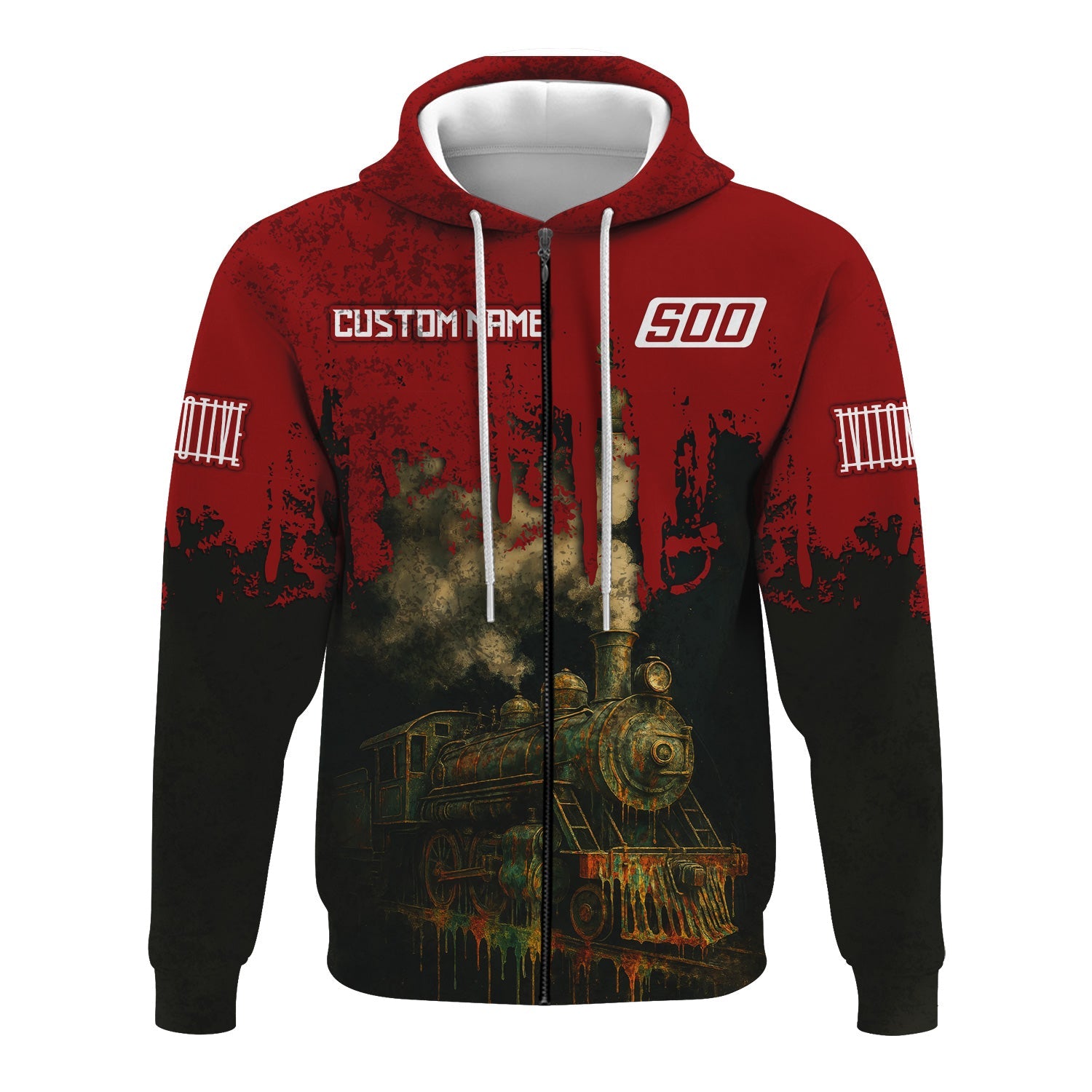 Railspirit Personalized Soo Line Railroad Hoodie Vintage Train Art Style Zip Up Hoodie For Locomotive Fans