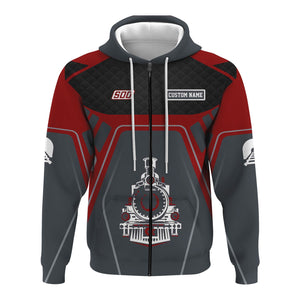 Railspirit Personalized Soo Line Railroad Hoodie Steam Locomotive Engine Graphic Train Zip Up Hoodie All Over Print
