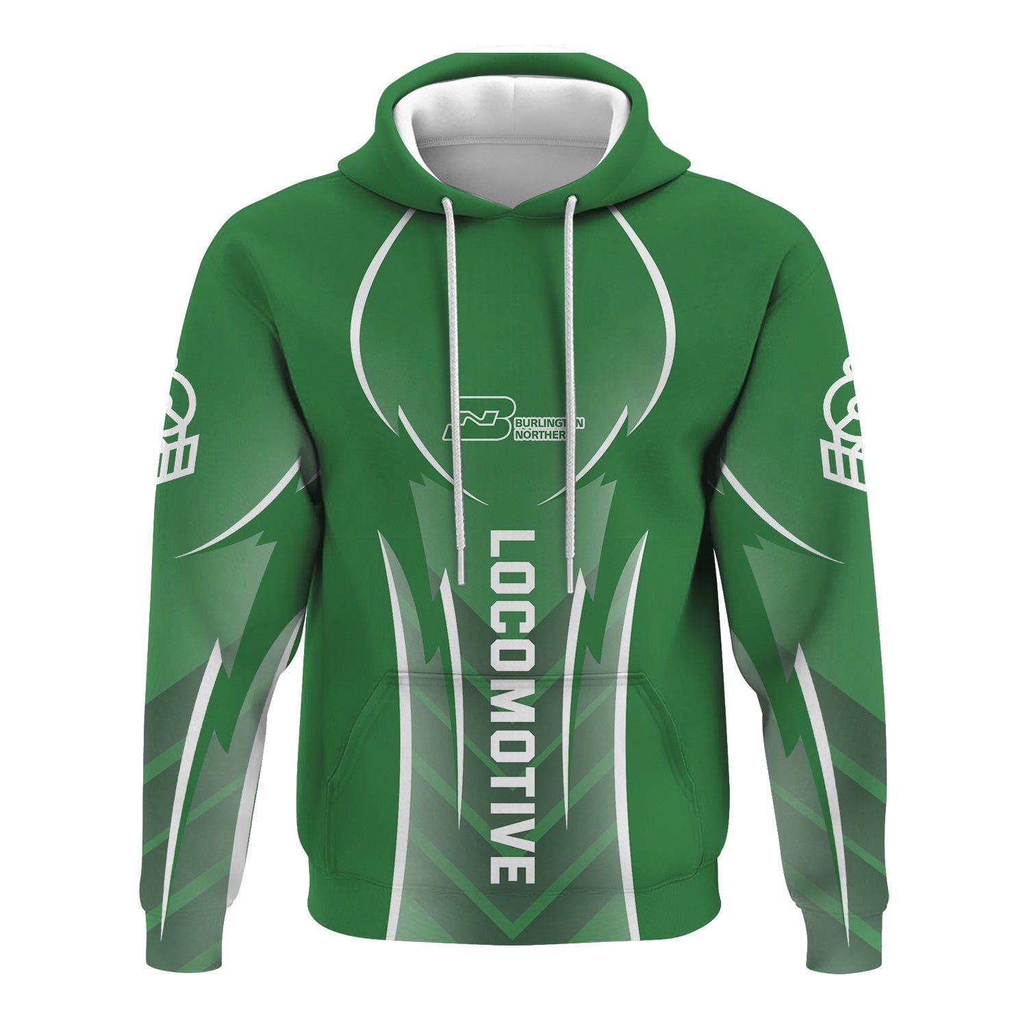 Railspirit Personalized Burlington Northern Railroad Hoodie Striking Line Style Train Zip Up Hoodie For Locomotive Lovers