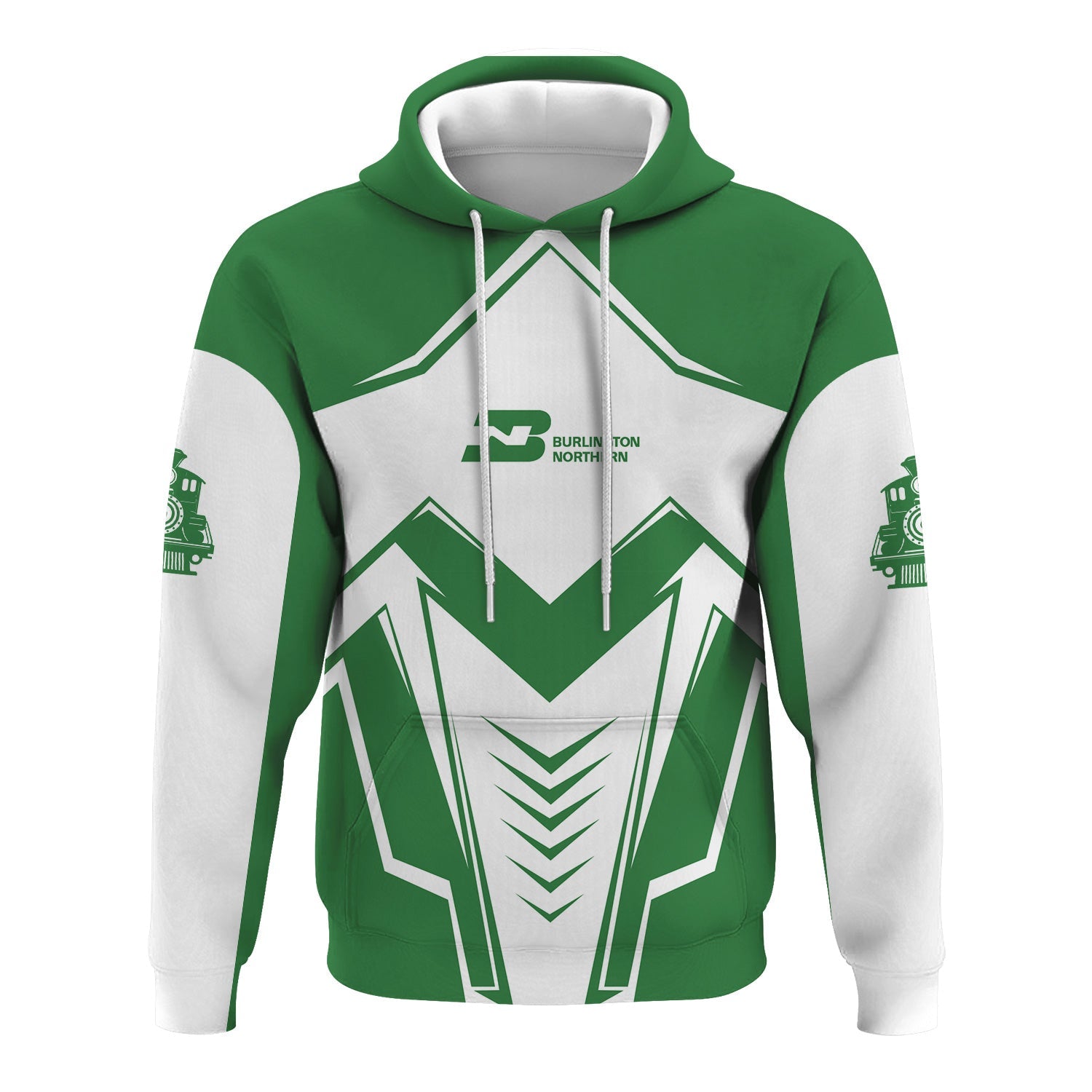 Railspirit Personalized Burlington Northern Railroad Hoodie Railway Trainspotter Style Zip Up Hoodie Gift Idea For Foamers