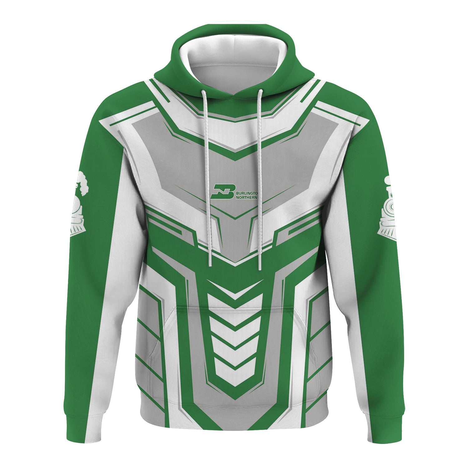 Railspirit Personalized Burlington Northern Railroad Hoodie Armor-Inspired Design Train Zip Up Hoodie All Over Print