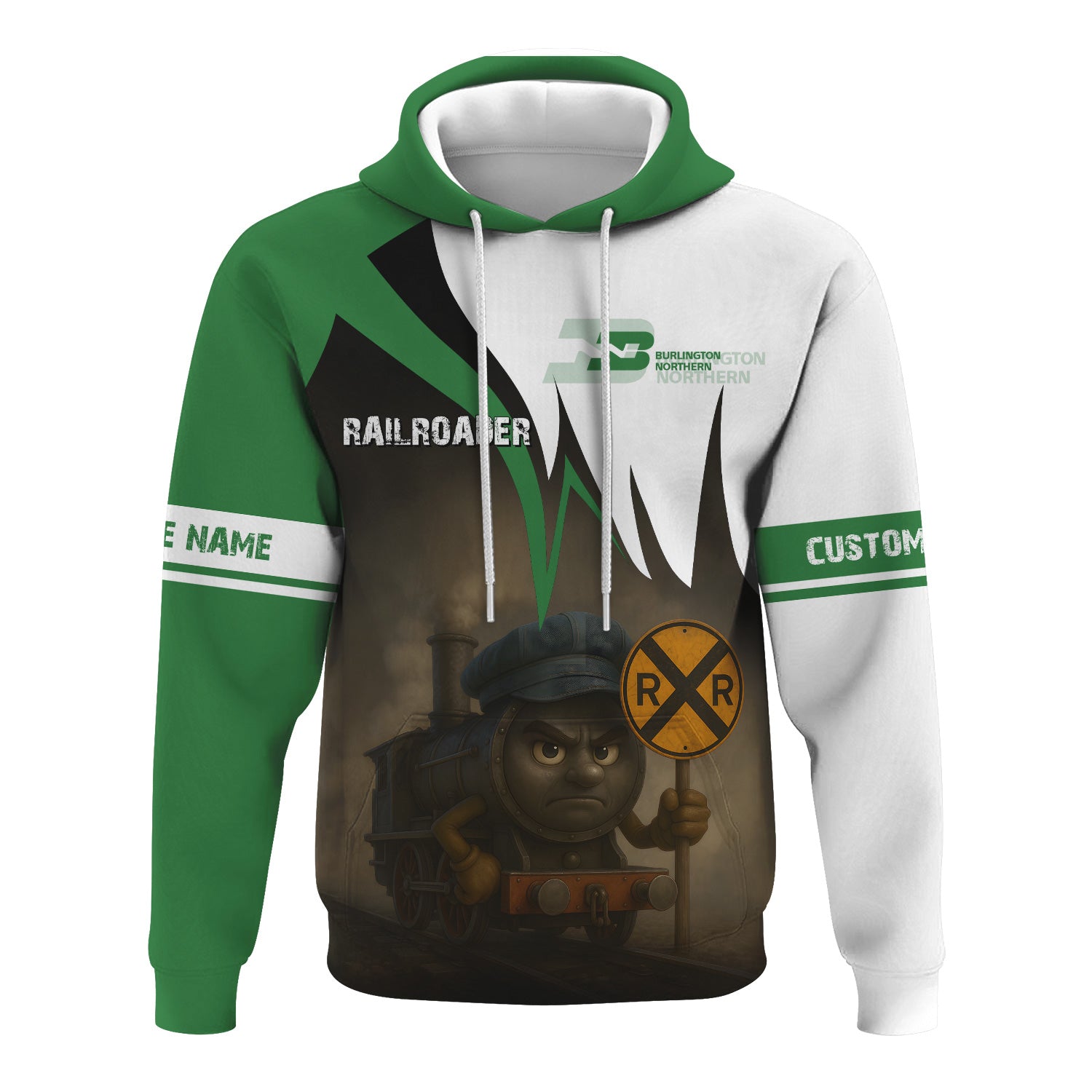 Railspirit Personalized Burlington Northern Railroad Hoodie Angry Train Hoodie Gift Idea For Train Lover
