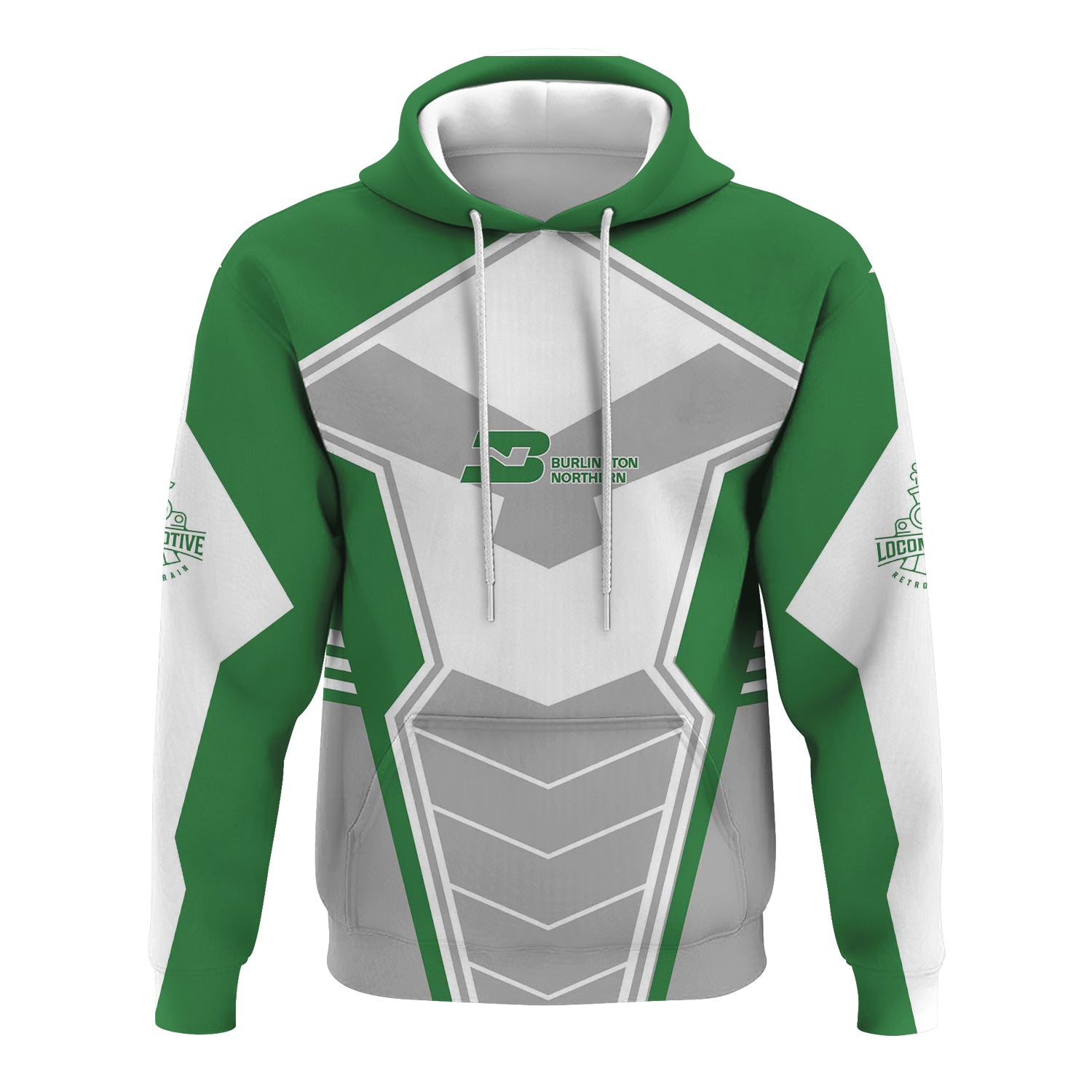 Railspirit Personalized Burlington Northern Railroad Hoodie Engine-Inspired Style Train Zip Up Hoodie for Railroad Fanatic