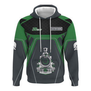 Railspirit Personalized Burlington Northern Railroad Hoodie Steam Locomotive Engine Graphic Train Zip Up Hoodie All Over Print