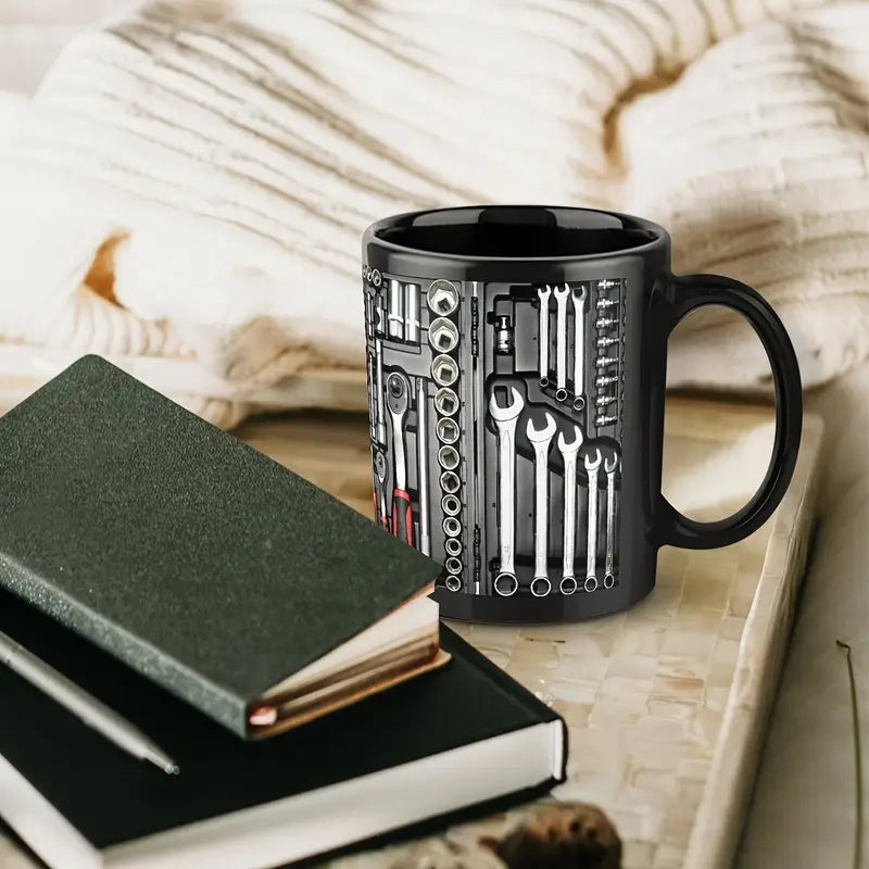 Ceramic Mechanic Mug, Socket & Spanner Print,  Ideal Mechanic Gift for Men on Father’s Day or Birthday