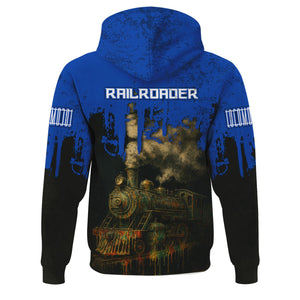 Railspirit Personalized Long Island Railroad Hoodie Vintage Train Art Style Zip Up Hoodie For Locomotive Fans