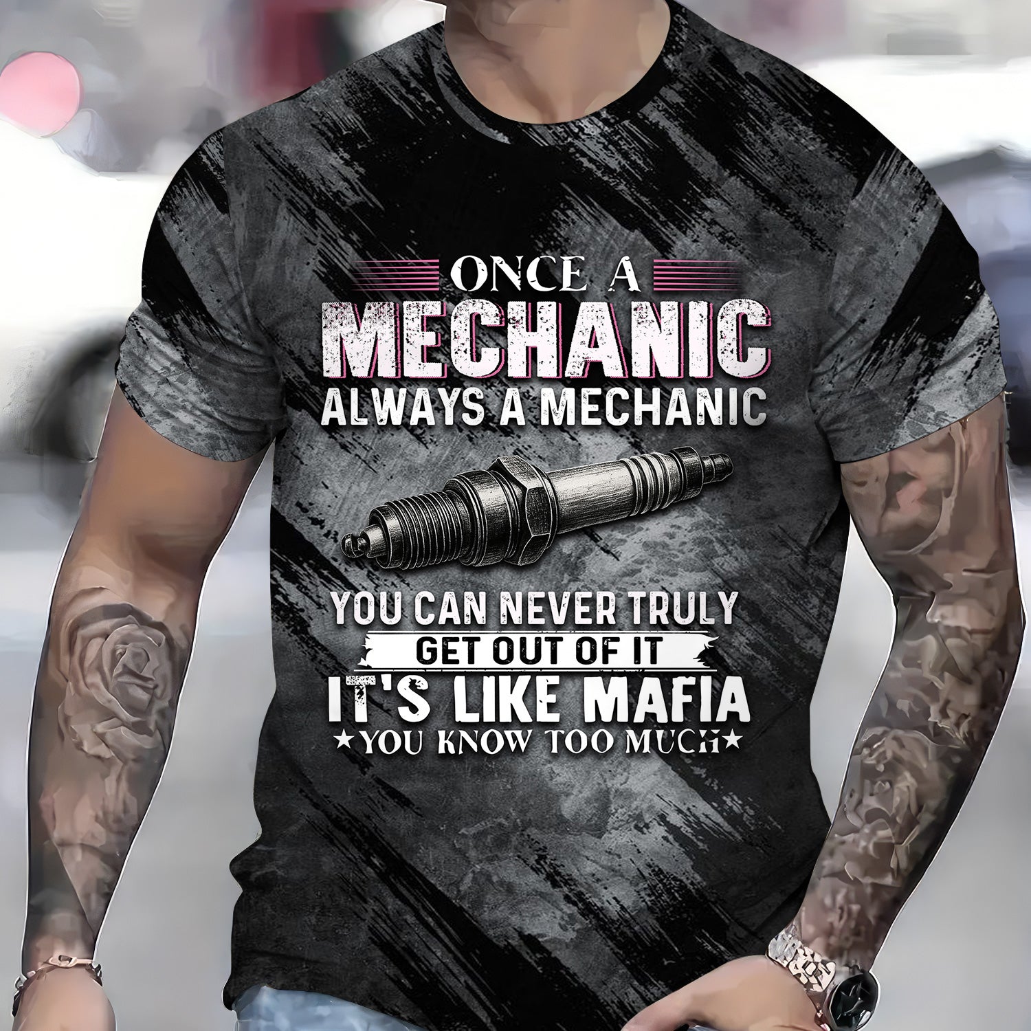 Once A Mechanic Always A Mechanic Shirt Funny Printed Vintage Mechanic Unisex T Shirt Spark Plug Design