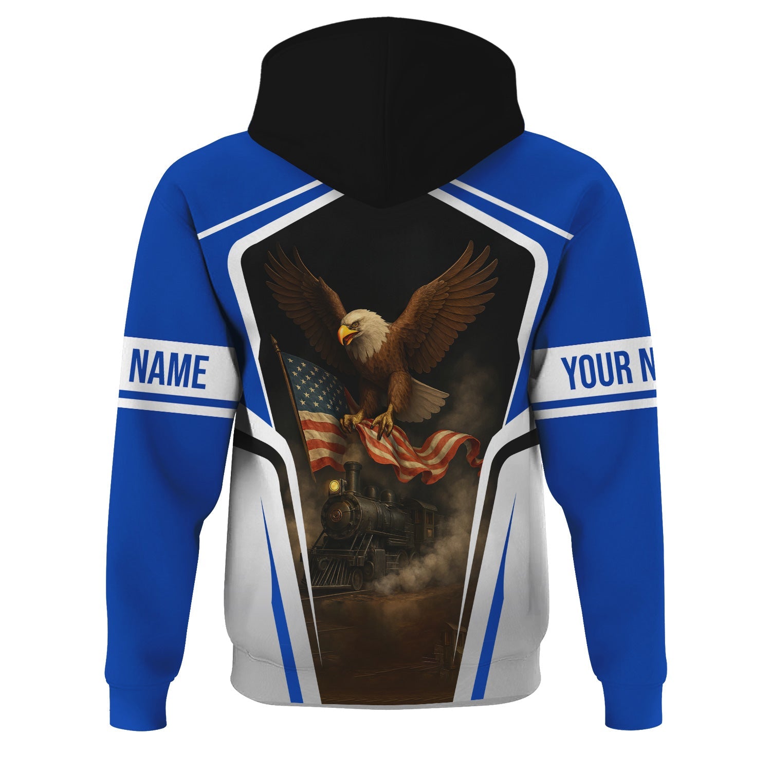 Railspirit Personalized Long Island Railroad Hoodie American Eagle Vintage Train Zip Up Hoodie