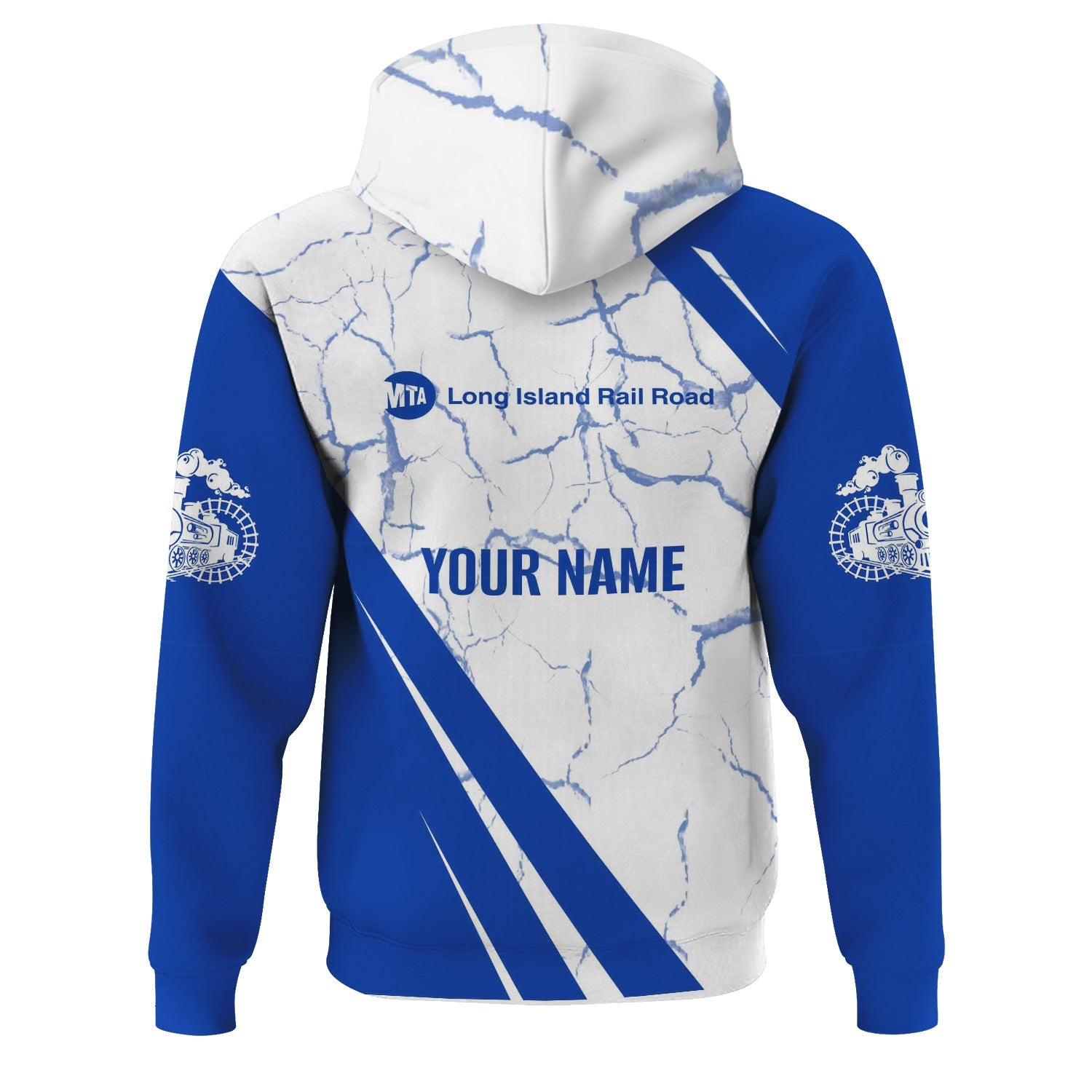 Railspirit Personalized Long Island Railroad Hoodie Crackle Texture Style Train Zip Up Hoodie For Trackhead