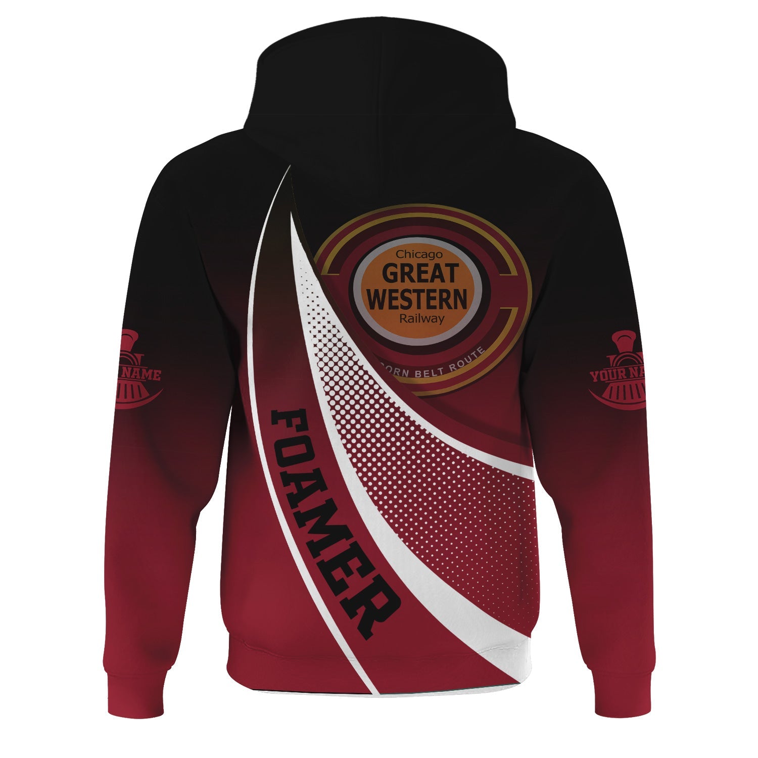 Railspirit Personalized Chicago Great Western Railroad Hoodie Railway-Themed Style Zip Up Hoodie Gift Idea For Trainspotter