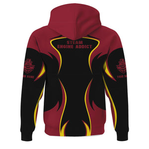 Railspirit Personalized Chicago Great Western Railroad Hoodie Distinctive Flame Style Zip Up Hoodie For Steam Engine Addict